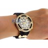 Mens Diamond Gold Watch Aqua Master El Russo 5.35 ct Rubber Band