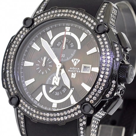 Mens Diamond Black Watch Aqua Master Nicky Jam 5.00 Carat
