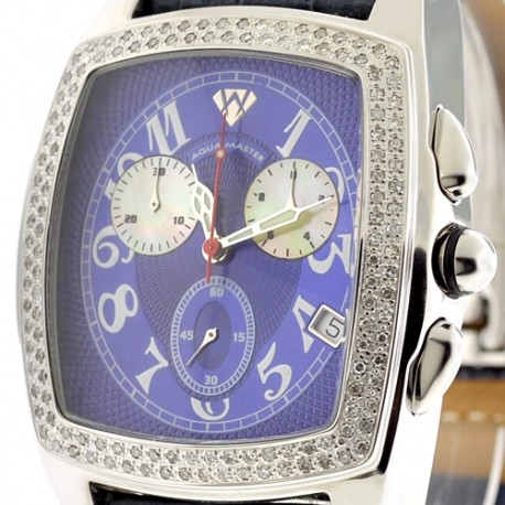 Mens Diamond Watch Aqua Master Classic 1.50 ct Blue Dial
