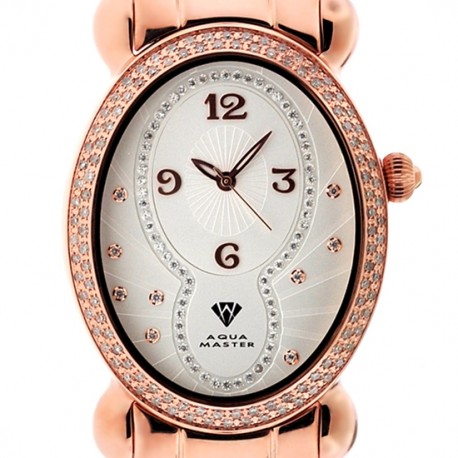 Aqua Master Oval 1.00 ct Diamond Womens Rose Watch