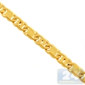14K Yellow Gold Solid Tiger Eye Bar Link Mens Chain 4 mm