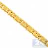14K Yellow Gold Solid Tiger Eye Bar Link Mens Chain 4 mm