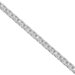 14K White Gold Wheat Link Unisex Chain 1 mm 18 Inches
