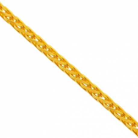 14K Yellow Gold Wheat Spiga Solid Link Mens Chain 2 mm