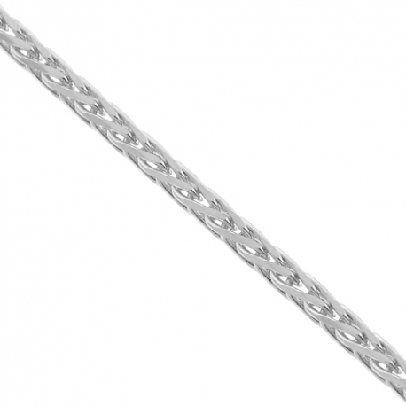 14K White Gold Wheat Link Unisex Chain 1 mm 16 Inches