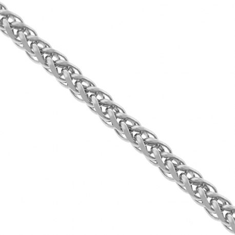 Italian 14K White Gold Solid Wheat Spiga Mens Chain 3.5 mm