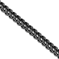 Black Sterling Silver Hollow Franco Mens Chain 3 mm