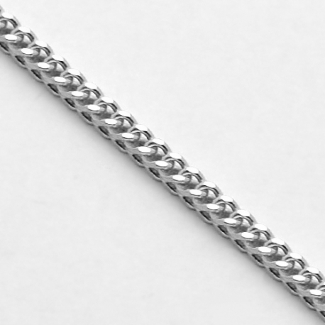 Real Italian 14K White Gold Hollow Franco Mens Chain 2.1 mm