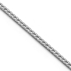 14K White Gold Franco Hollow Link Unisex Chain 1.2 mm