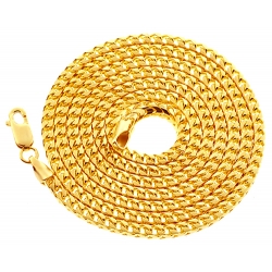 Italian 10K Yellow Gold Solid Franco Mens Chain 3 mm