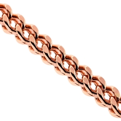Italian 10K Rose Gold Hollow Franco Mens Chain Necklace 4 mm