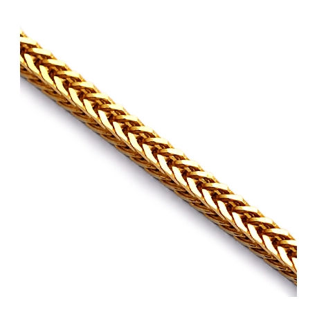 Real 10K Yellow Gold Solid Franco Foxtail Mens Chain 3.1 mm