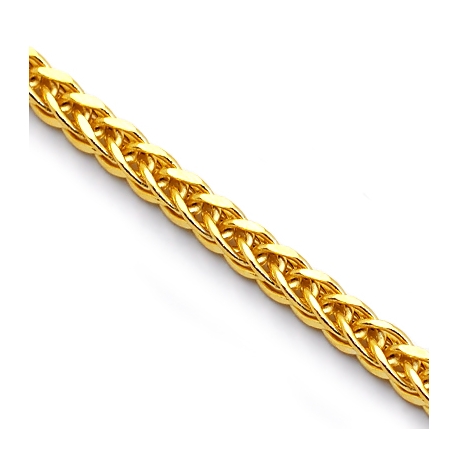 10K Yellow Gold Hollow Square Wheat Mens Chain 2.2 mm