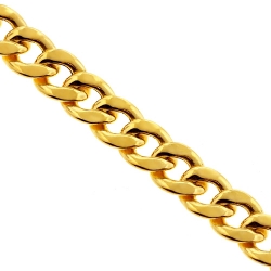 Italian 14K Yellow Gold Hollow Curb Link Mens Chain 8 mm