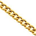 Italian 14K Yellow Gold Hollow Curb Link Mens Chain 8 mm