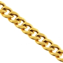 Italian 14K Yellow Gold Hollow Curb Link Mens Chain 8 mm