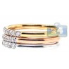 18K 3 Tone Gold 1.80 ct Diamond Stackable Wedding Rings Set