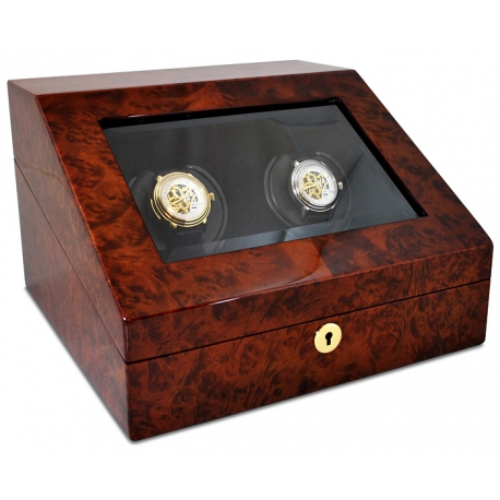 Double Watch Winder Orbita Siena Programmable W13020 Burl Wood