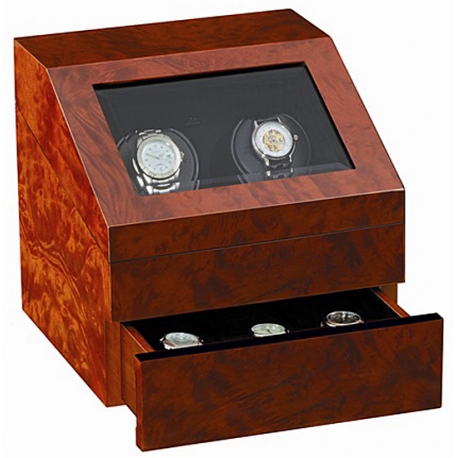 Double Watch Winder Orbita Siena Executive Programmable W13026 Burl