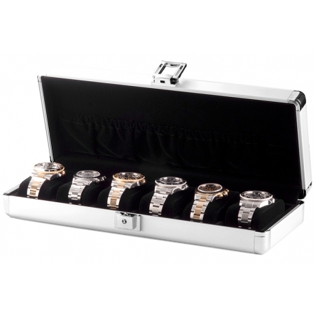 Six Watch Box Travel Case Orbita Lugano W81001 in Aluminum