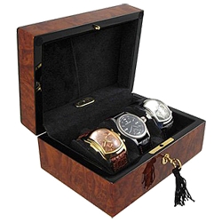 Triple Watch Display Box Orbita Zurigo W80010 in Burl Wood