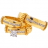 14K Yellow Gold 0.65 ct Diamond Mens Womens Bridal 3-Ring Set