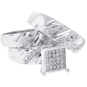 10K White Gold 0.70 ct Diamond Bride Groom Wedding 3-Ring Set
