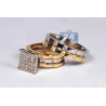 10K Two Tone Gold 1.65 ct Diamond His Hers Wedding 3 Rings Set