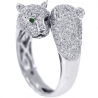18K White Gold 1.70 ct Diamond Two Heads Womens Panther Ring