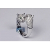18K White Gold 1.70 ct Diamond Two Heads Womens Panther Ring