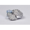 18K White Gold 1.70 ct Diamond Two Heads Womens Panther Ring