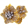 18K Yellow Gold 1.00 ct Diamond Two Flowers Womens Ring