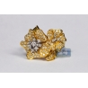 18K Yellow Gold 1.00 ct Diamond Two Flowers Womens Ring