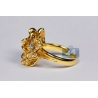 18K Yellow Gold 1.00 ct Diamond Two Flowers Womens Ring
