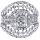 18K White Gold 2.20 ct Diamond Womens Wide Vintage Ring