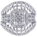 18K White Gold 2.20 ct Diamond Womens Wide Vintage Ring