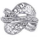 18K White Gold 0.80 ct Diamond Womens Crisscross Ring