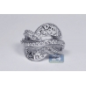 18K White Gold 0.80 ct Diamond Womens Crisscross Ring