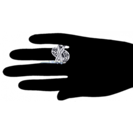 Womens Filigree Crisscross Diamond Ring 18K White Gold 0.80 ct