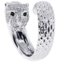 18K White Gold 1.30 ct Diamond Panther Head Womens Ring