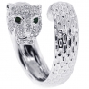 18K White Gold 1.30 ct Diamond Panther Head Womens Ring