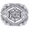 18K White Gold 4.28 ct Diamond Womens Floral Ring