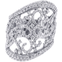 18K White Gold 2.16 ct Diamond Womens Openwork Wide Ring