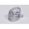 18K White Gold 2.16 ct Diamond Womens Openwork Wide Ring