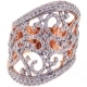 18K Rose Gold 2.18 ct Diamond Womens Openwork Wide Ring