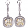 Womens Fancy Yellow Diamond Drop Earrings 18K Gold 5.12 ct