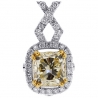 Womens Fancy Yellow Diamond Drop Pendant 18K White Gold 2.36 ct