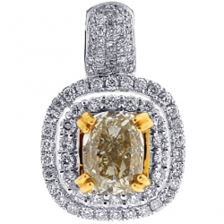 18K White Gold 2.61 ct Fancy Yellow Diamond Womens Drop Pendant