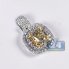 Womens Fancy Yellow Diamond Halo Drop Pendant 18K Gold 2.61 ct