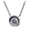 18K White Gold 0.85 ct Bezel Set Diamond Solitaire Pendant Necklace